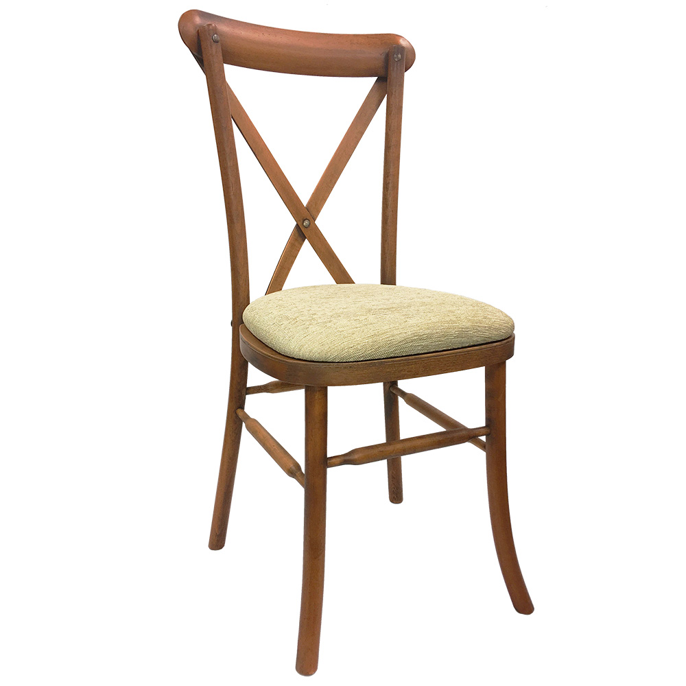 oak cross back chairs ivory seat pads