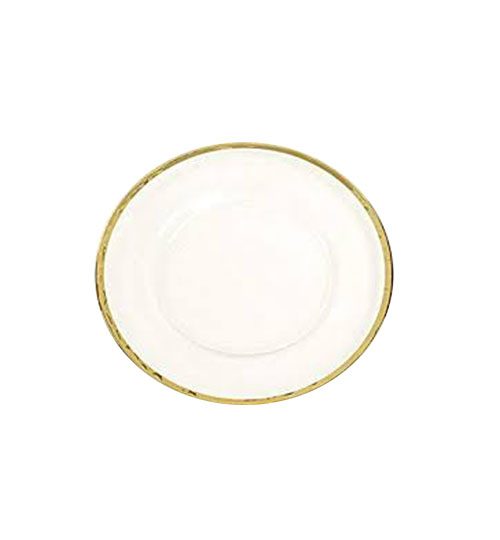 silver glass rimmed charger plate